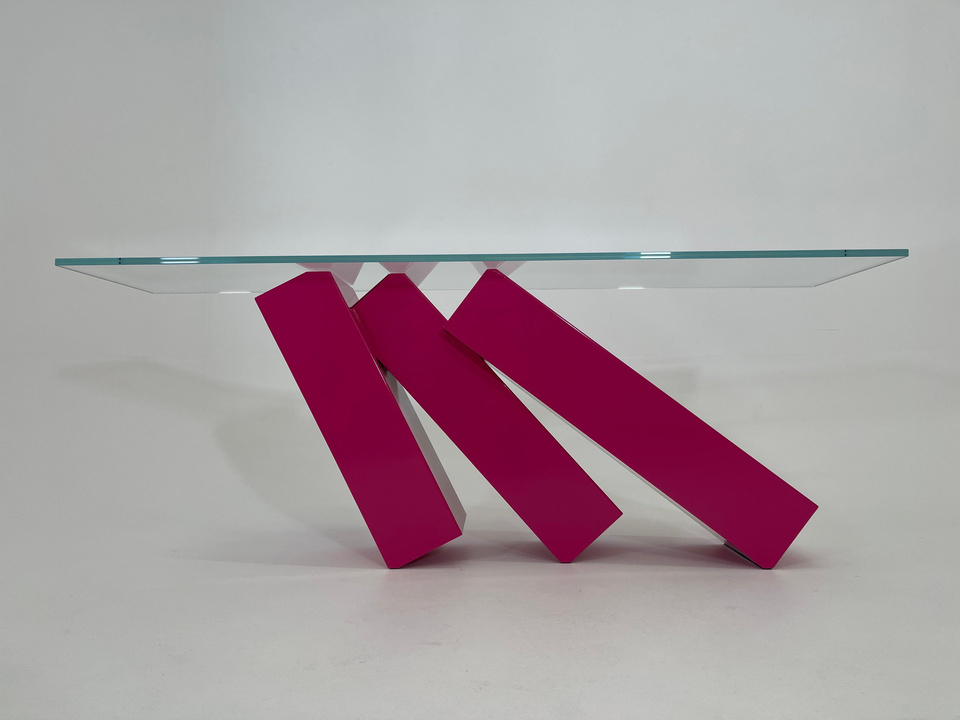 British Modern Console Table in Colored Steel For Sale