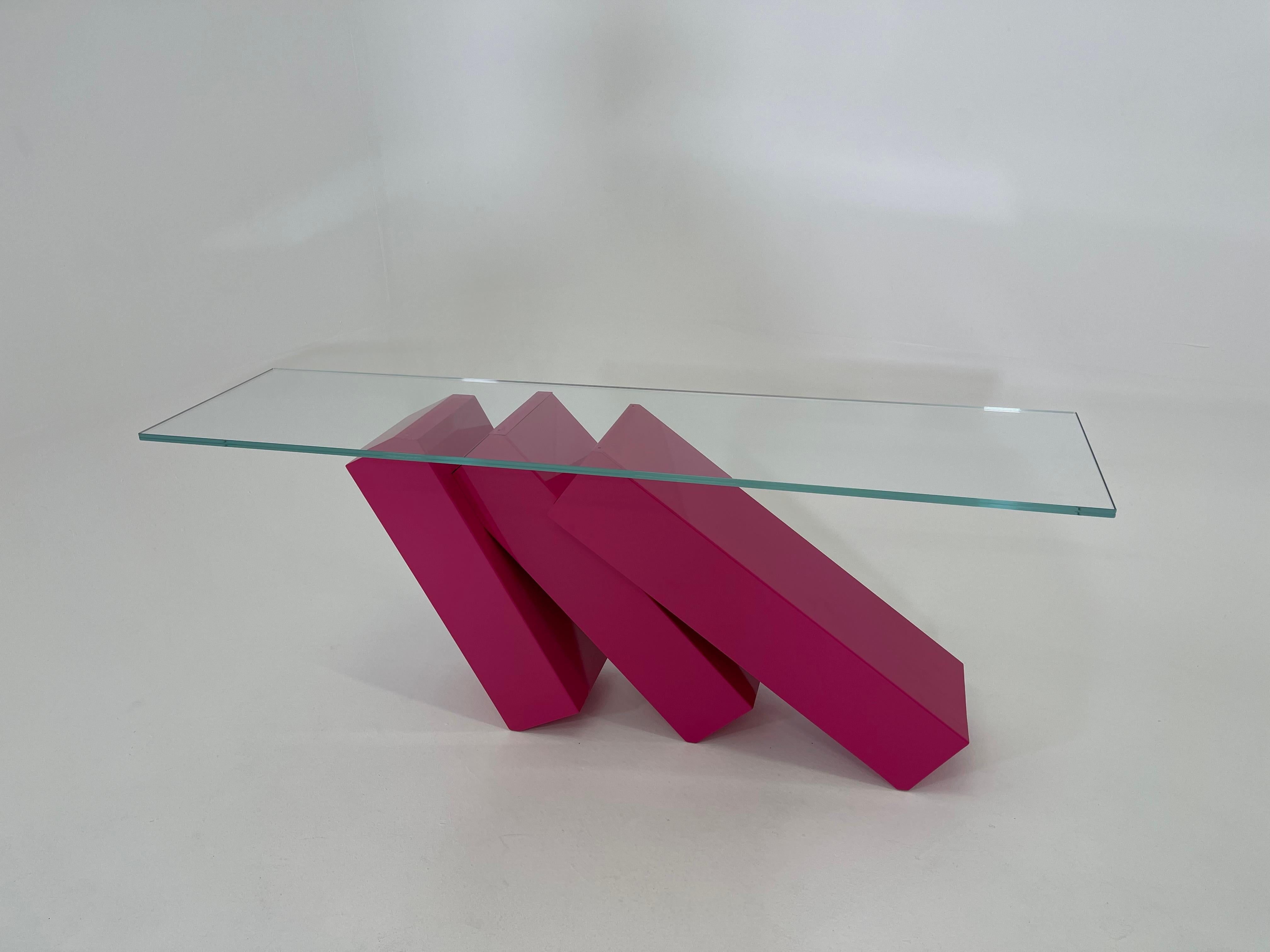 Modern Console Table in Colored Steel In New Condition For Sale In London, GB