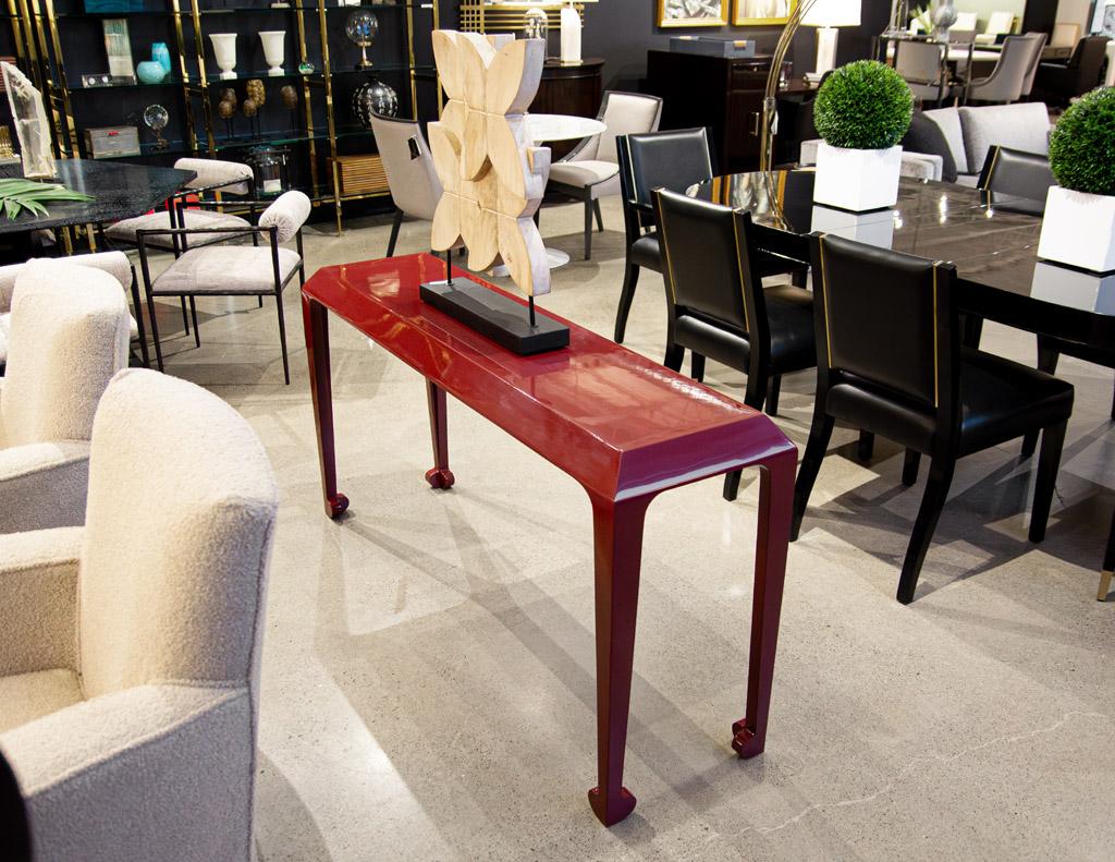 American Modern Console Table in Ruby Lacquer Finish