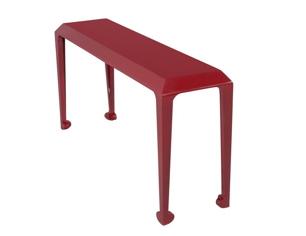 Modern Console Table in Ruby Lacquer Finish 1