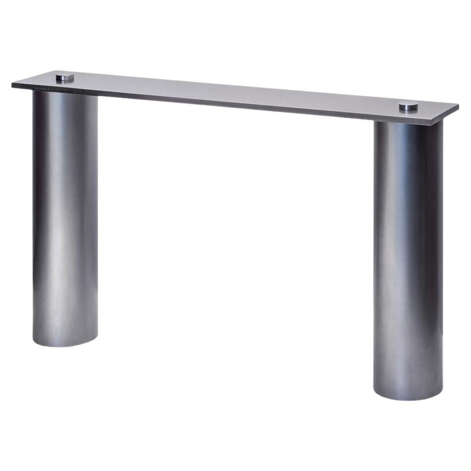 Table console moderne RC03, acier ciré gris industriel, Johan Viladrich