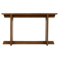 Modern Console Table Solid Oak, Nathan Lindberg, Pedestal Side Table, Chestnut