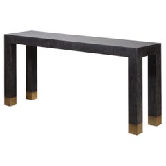 Modern Console Table with Bronze Sabots in Black Maple Wood by Costantini, Dino