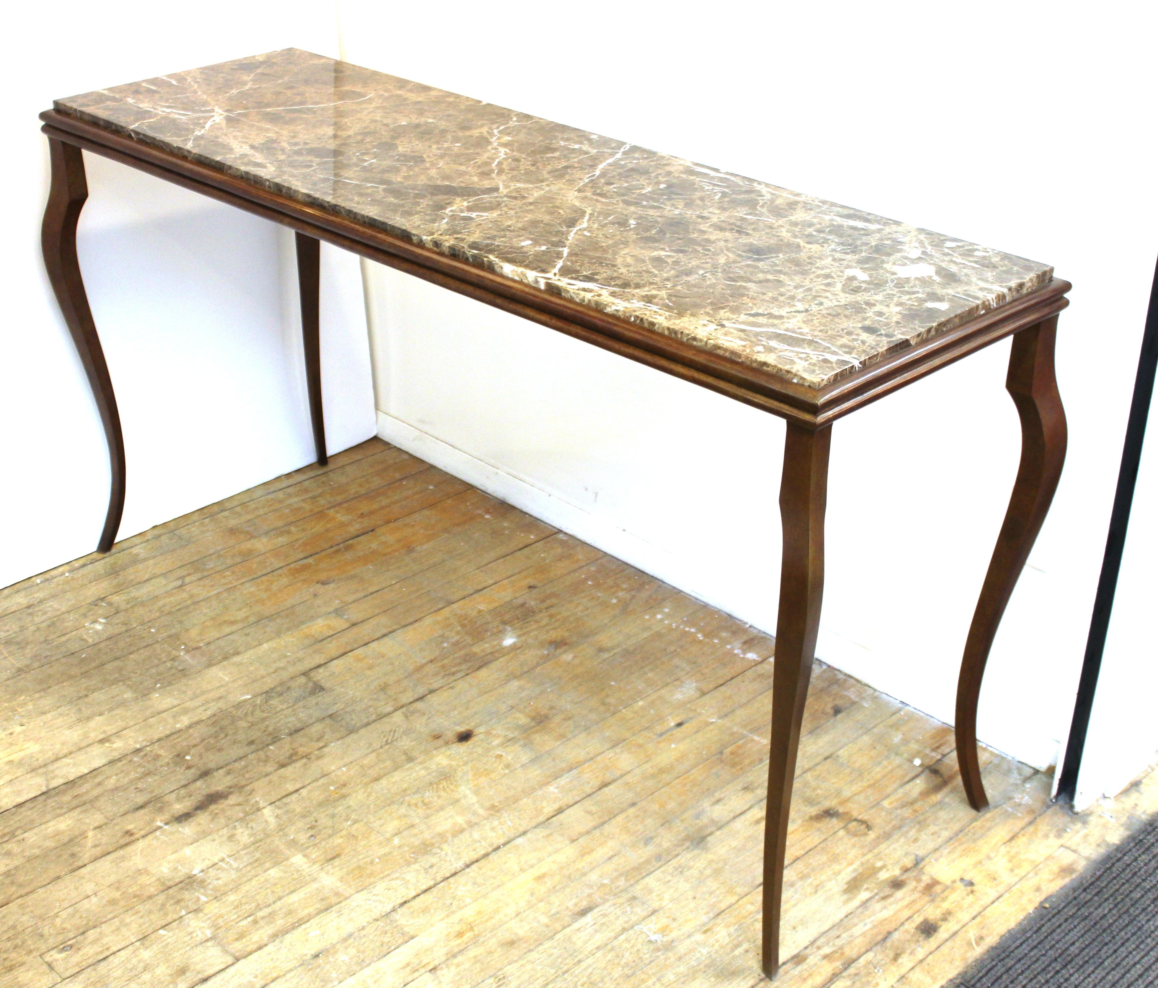 Modern Console Table with Cabriole Legs and Marble Top In Good Condition In New York, NY
