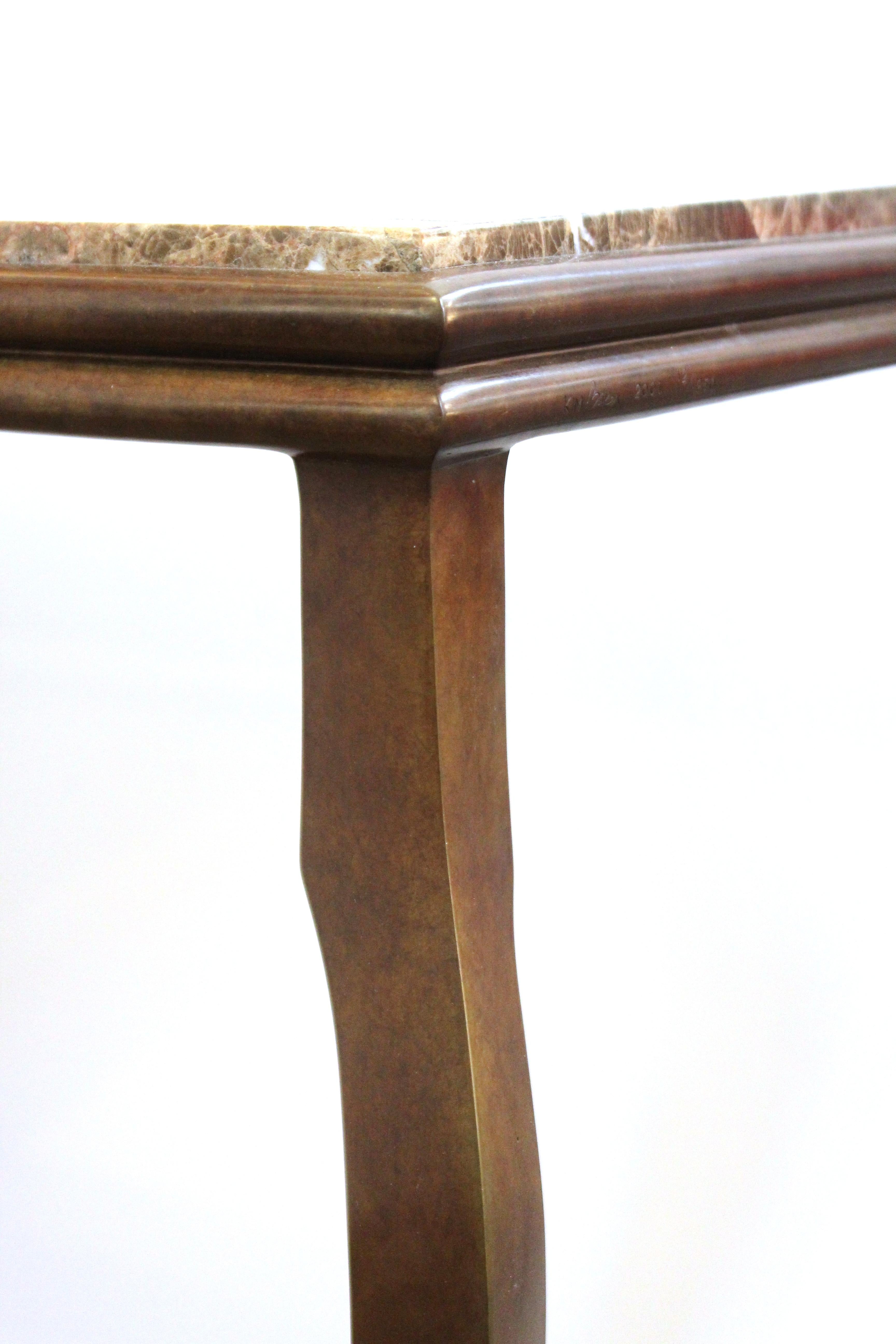 Modern Console Table with Cabriole Legs and Marble Top 2