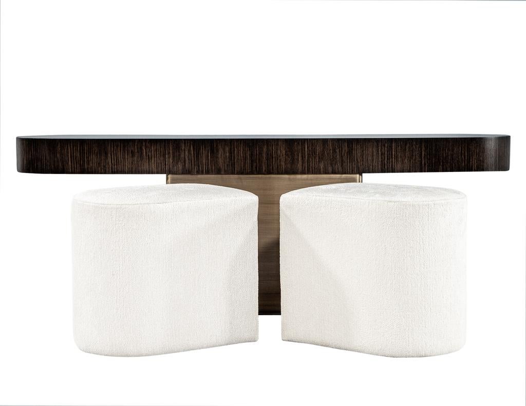 Modern Console Table with Pull Out Ottoman Stools For Sale 2