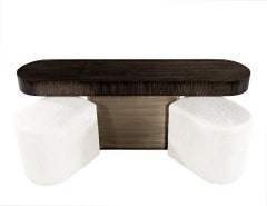 Modern Console Table with Pull Out Ottoman Stools