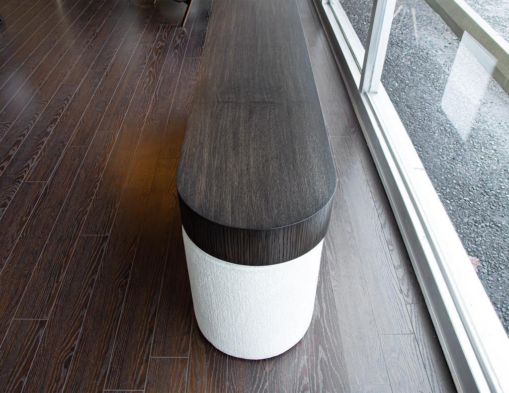 Modern Console Table with Pull Out Ottoman Stools For Sale 12