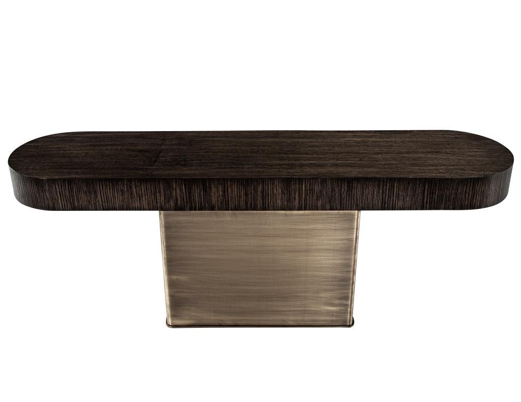 Canadian Modern Console Table with Pull Out Ottoman Stools For Sale