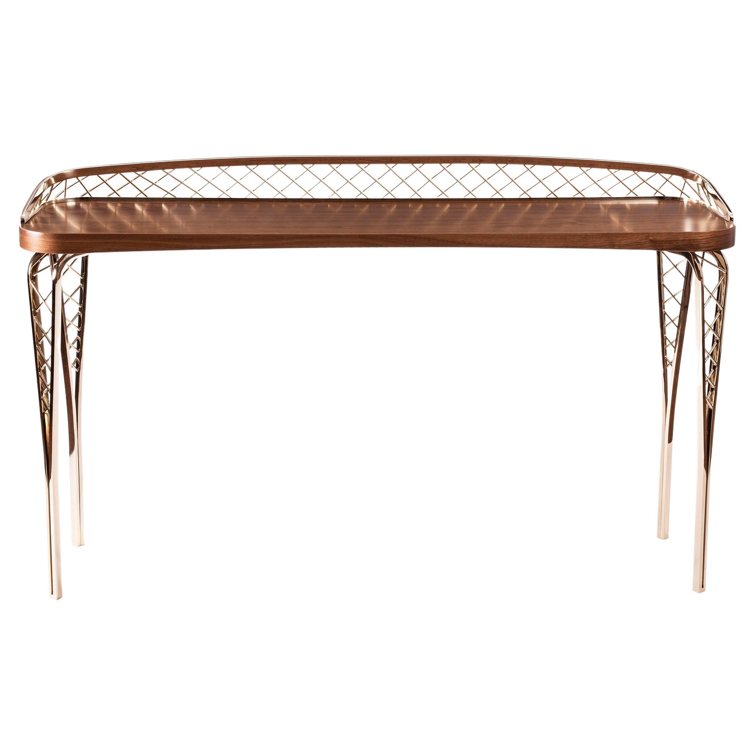 Modern Console Table Wood and Steel by Cyril Rumpler, Gustav For Sale