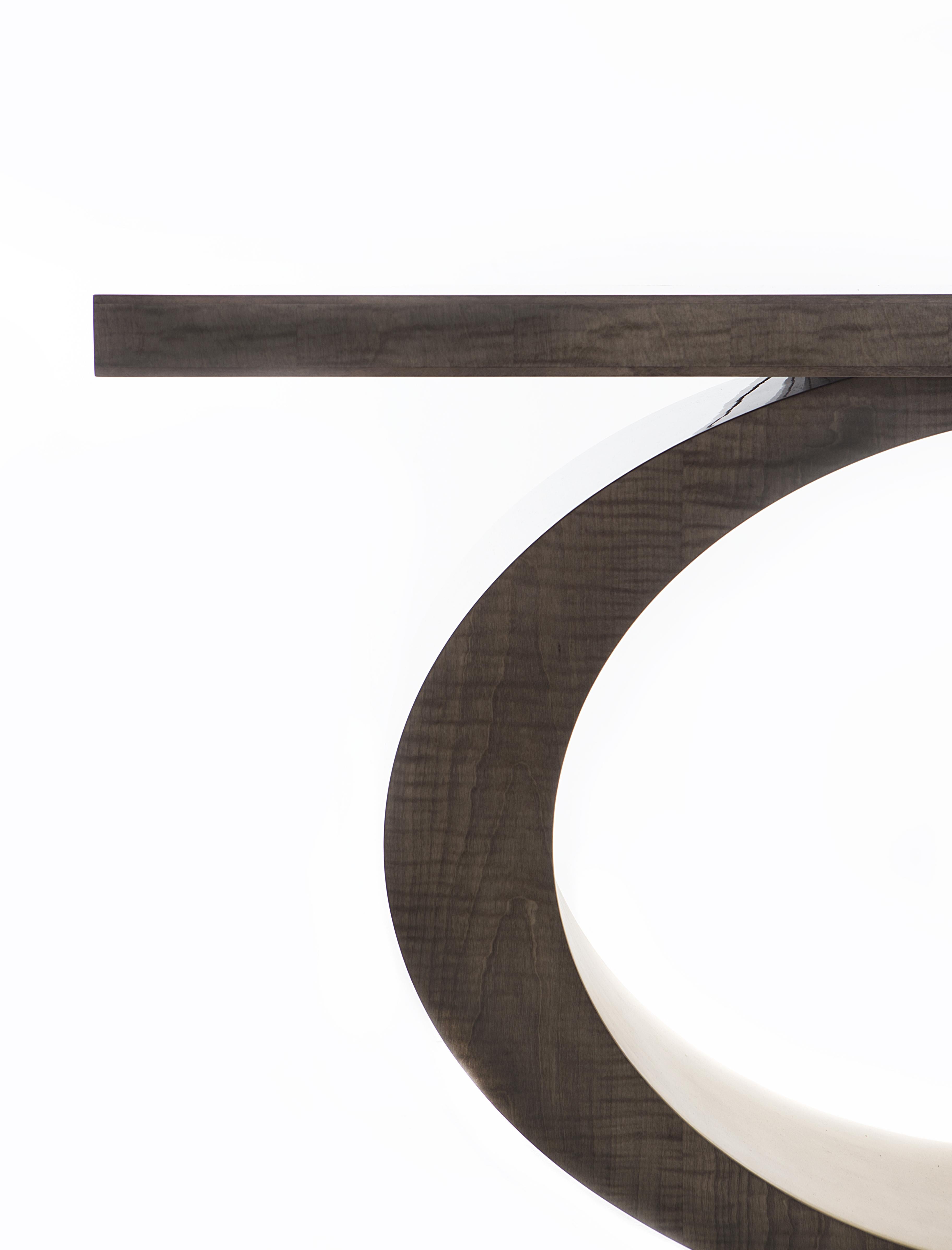 English Davidson's Modern, Mandarin Console Table, in Sycamore Dusk and Moon Gold Leaf