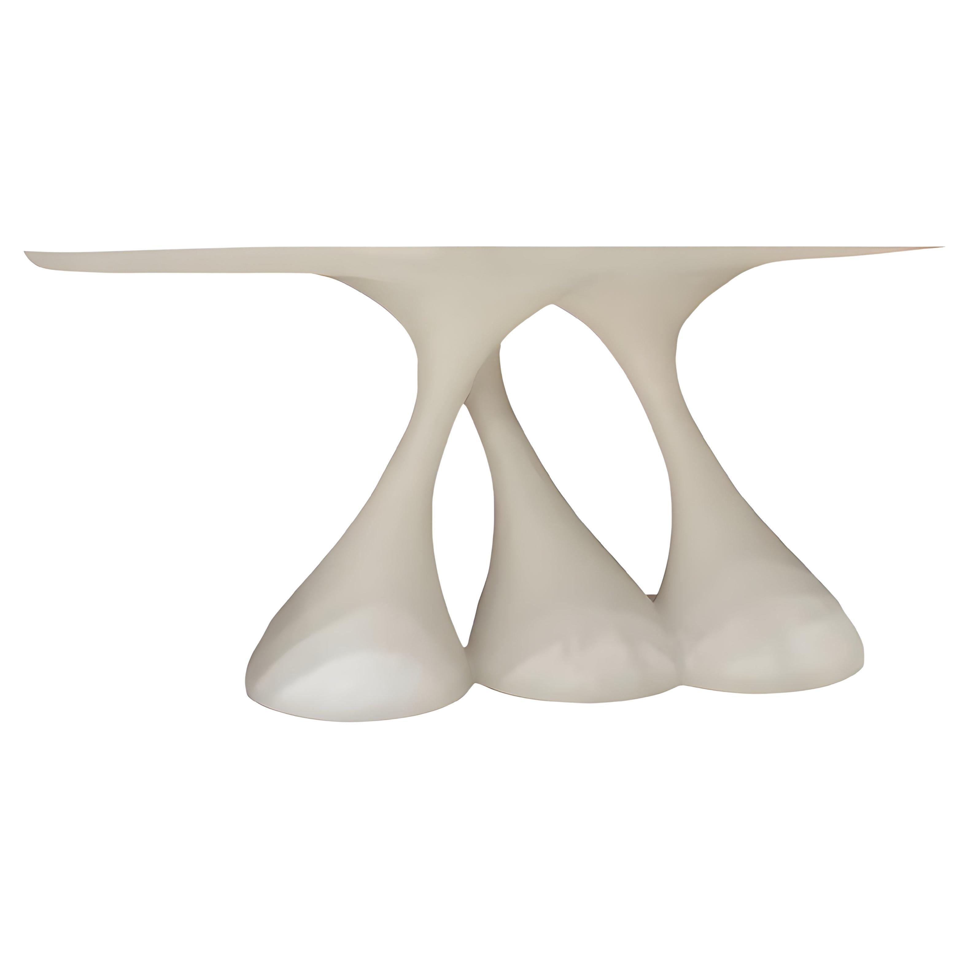 Modern Console with Three Sculpted Legs, Plaster/Carved Wood By José Castro