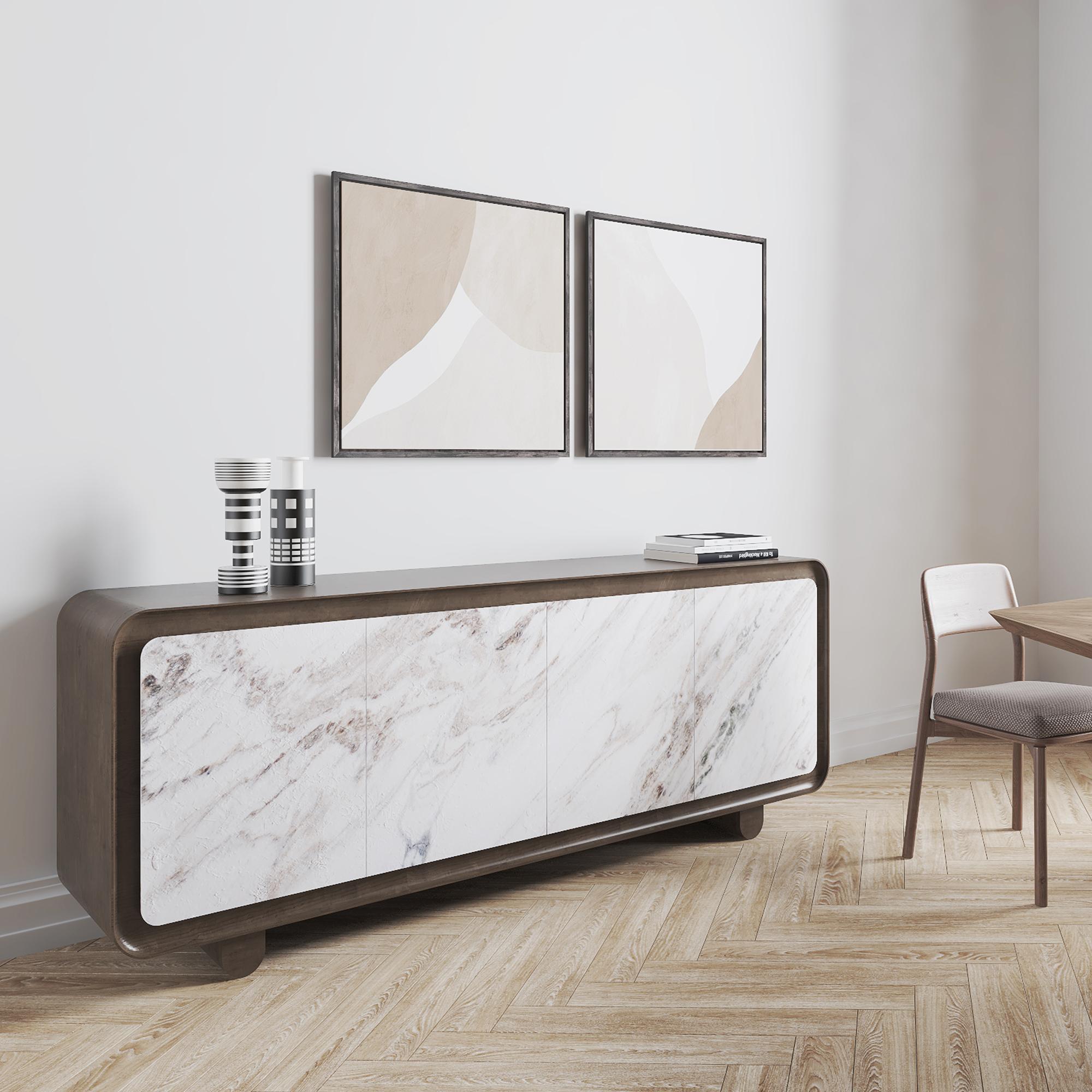 Modern, contemporary, 21st century, marble, wood, flow sideboard

Wood sideboard with marble doors.