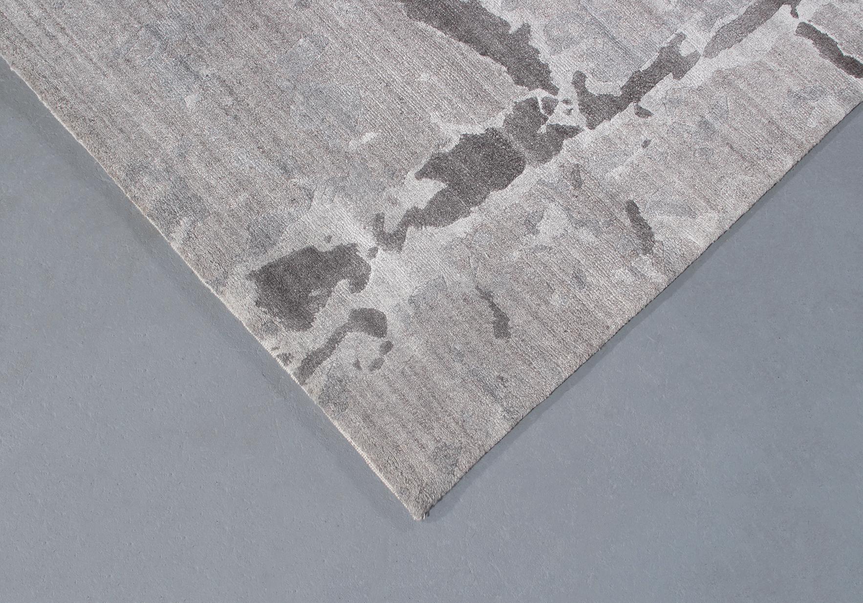 Hand-Knotted Modern Contemporary Abstract Rug For Sale