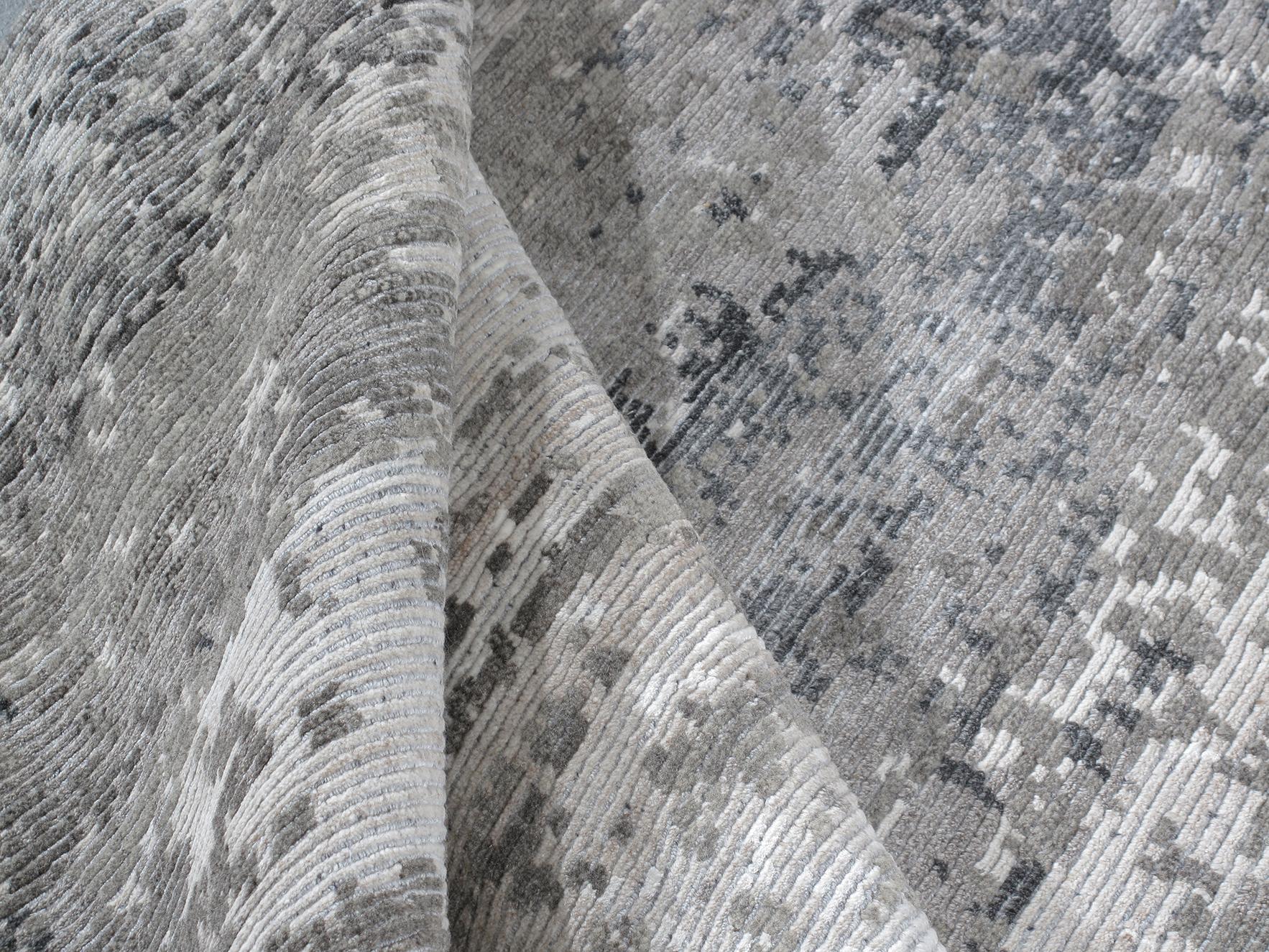 Hand-Knotted Modern Contemporary Abstract Textural Rug For Sale
