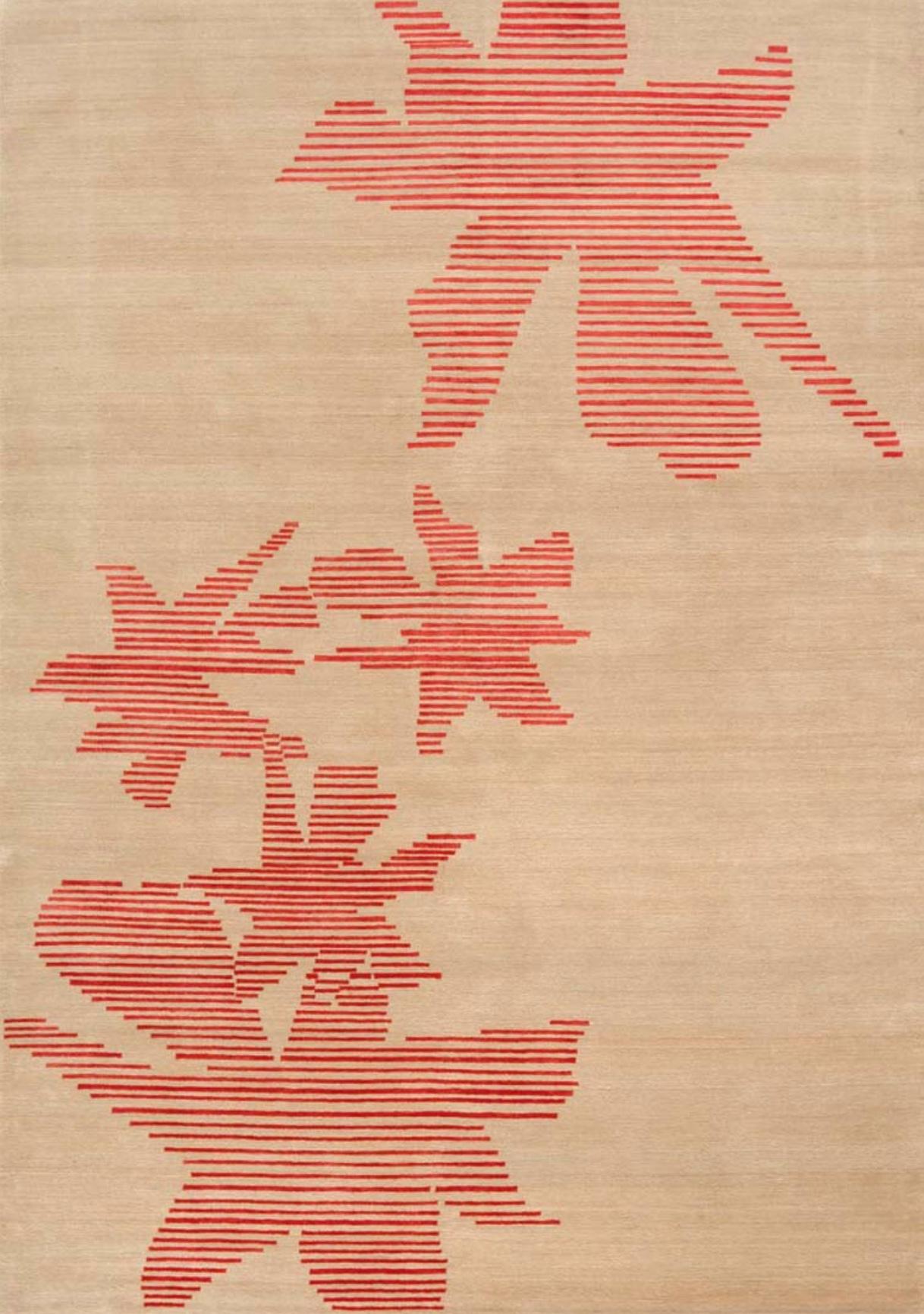 Hand-Knotted Modern Contemporary Area Rug Beige Taupe, Handmade of Silk and Wool, 