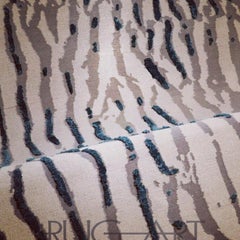 Modern Contemporary Area Rug in Beige Green, Handmade of Silk and Wool "Dunes"