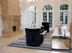 Modern Contemporary Area Rug in Black Gray, Handmade of Silk and Wool, "Frost"