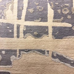 Tapis Modernity Contemporary en bleu gris Fait à la main en soie, chanvre et laine, "Note".