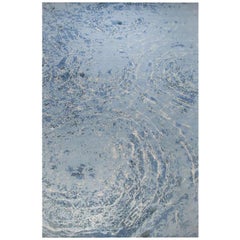 Tappeto moderno e contemporaneo in blu, realizzato a mano in seta e lana, "Oceans".
