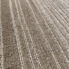 Modern Contemporary Area Rug in Bronze Handmade of Art Silk and Wool, "Symfonia"