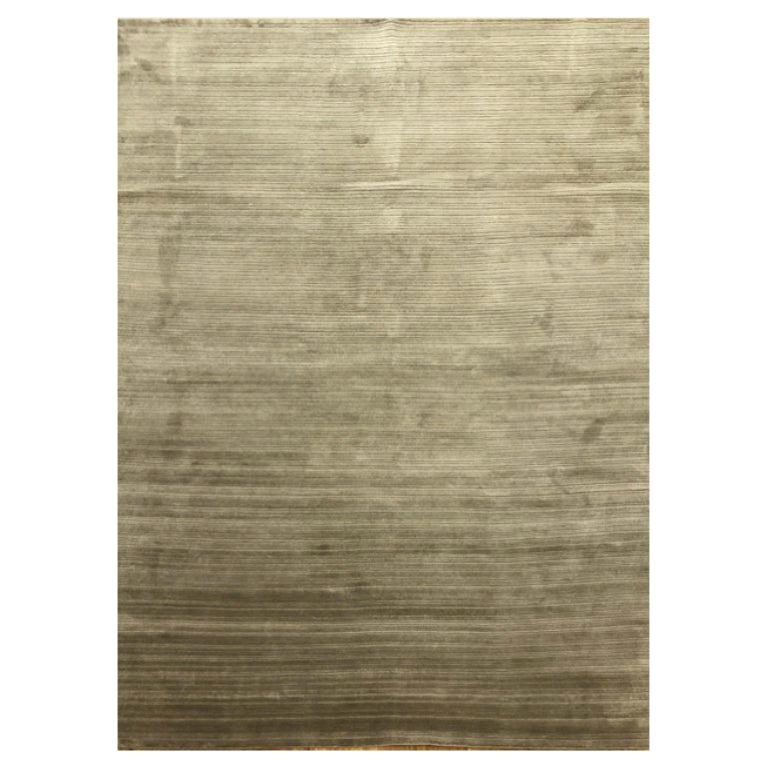 Modern Contemporary Area Rug in Bronze Handmade of Art Silk and Wool, "Symfonia"