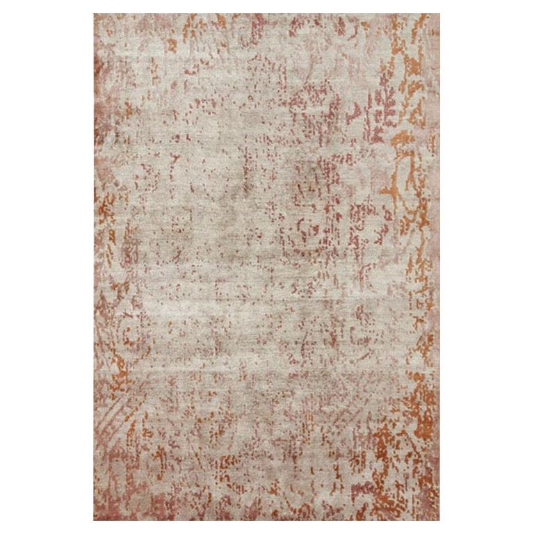 Modern Contemporary Area Rug in Red, Handmade of 100% Silk, "Allure"