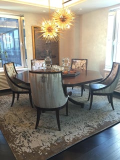 Modern Contemporary Area Rug in Silver, Handmade of Silk and Wool, "Allure"