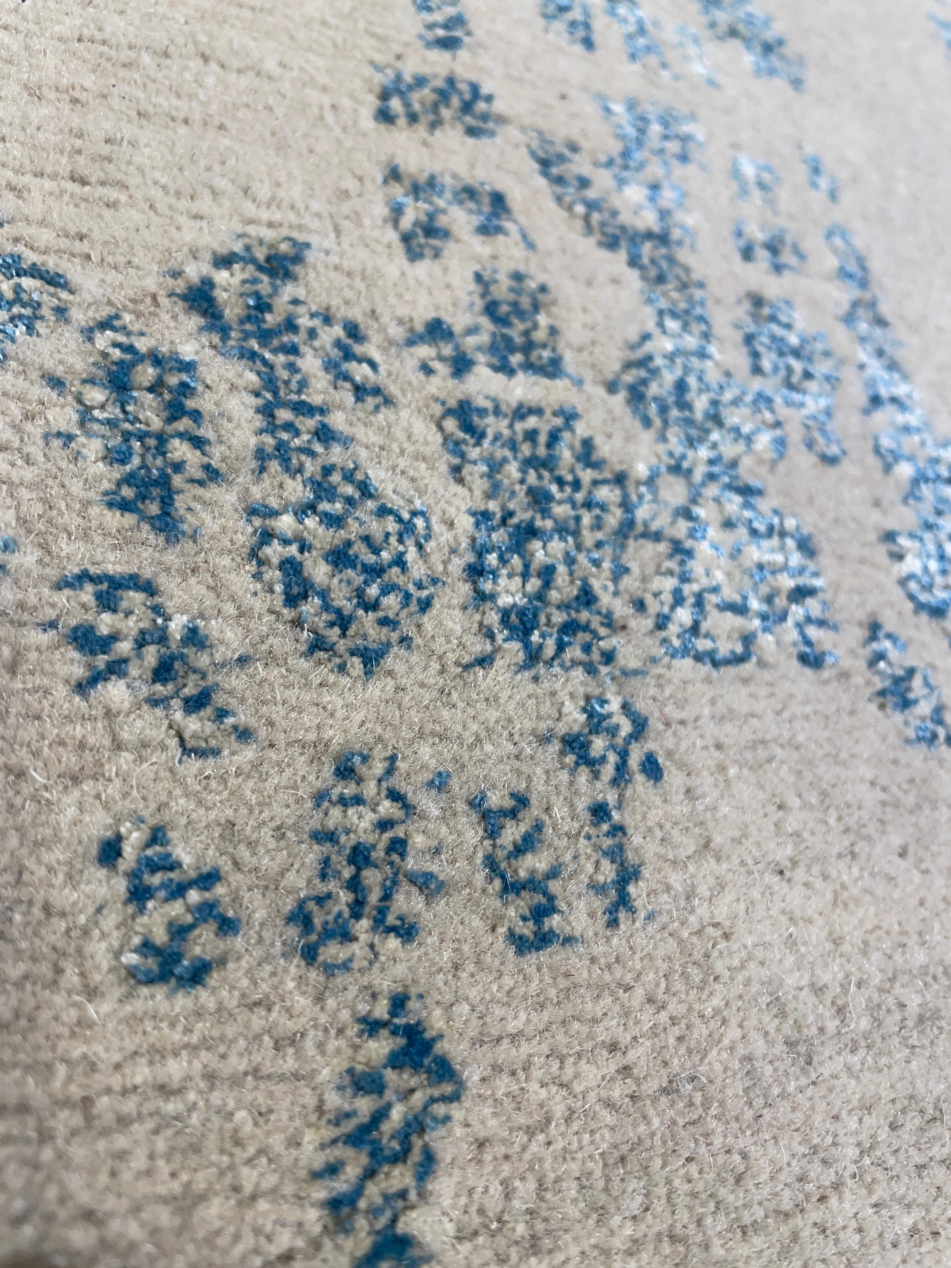Nepalese Tappeto moderno e contemporaneo in argento, realizzato a mano in seta e lana, 