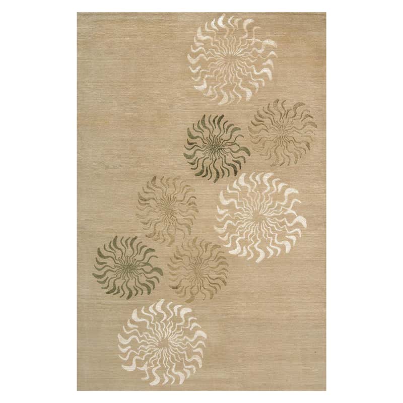 Modern Contemporary Area Rug in Colors, Handmade of Silk and Wool ...