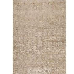 Modern Contemporary Area Rug in Taupe, Handmade of Silk and Wool, "Calista"