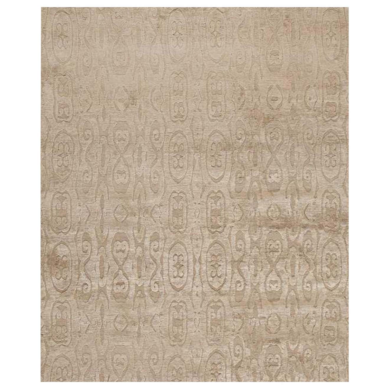 Modern Contemporary Area Rug in Taupe, Handmade of Silk and Wool ...