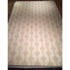 Modern Contemporary Area Rug in Taupe, Handmade of Silk and Wool, "Flare"