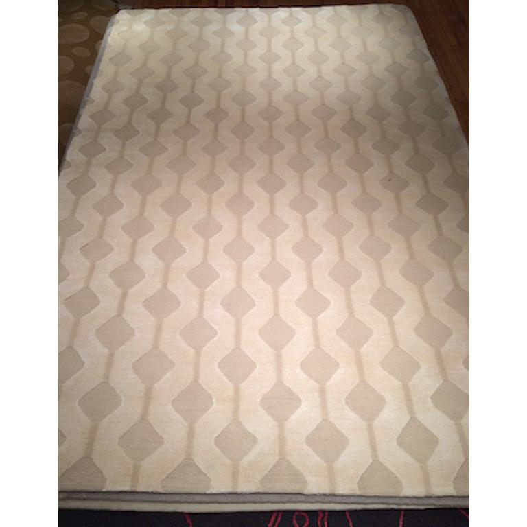Hand-Knotted Modern Contemporary Area Rug in Taupe, Handmade of Silk and Wool, 