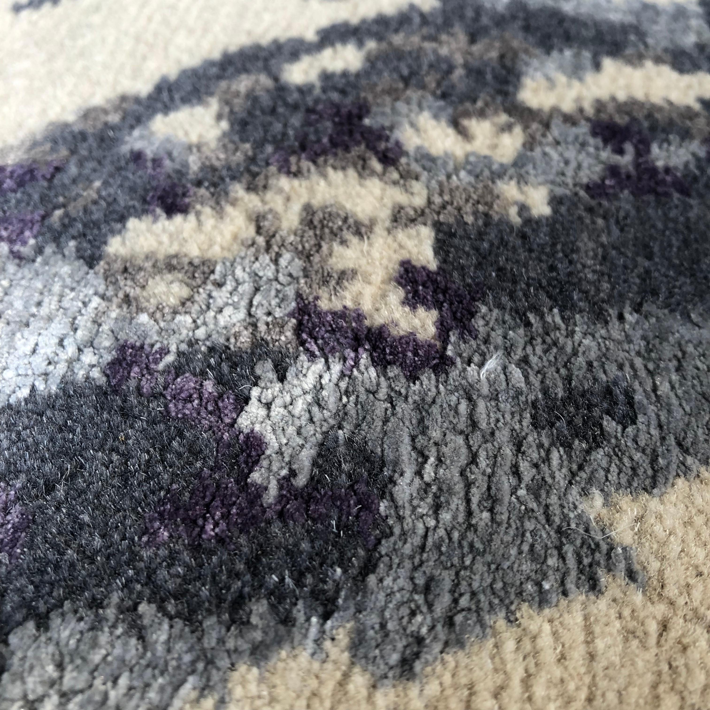 Hand-Knotted Modern Contemporary Area Rug in Taupe, Handmade of Silk and Wool, 