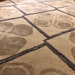 Modern Contemporary Area Rug in Taupe Purple, Handmade of Silk and Wool "Isabel"