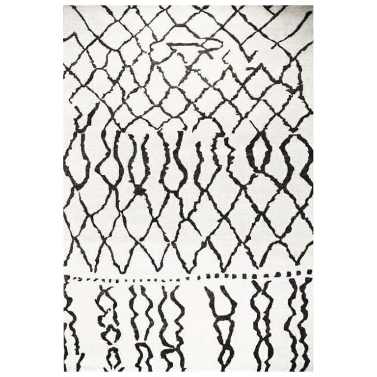 8'x10' Modern Contemporary Area Rug Ivory, Handmade of Wool, 60 knots, "Madrid" For Sale