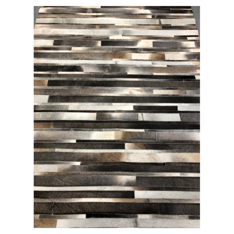 Modern Contemporary Area Rug Leather, Hand Stitched, Hide & Skin, Brown, "Sixt" For Sale