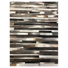 Modern Contemporary Area Rug Leather, Hand Stitched, Hide & Skin, Brown, "Sixt"