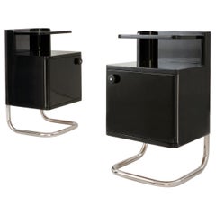 Modern Contemporary Bedside Cabinets, High Gloss Lacquered Wood, Customizable