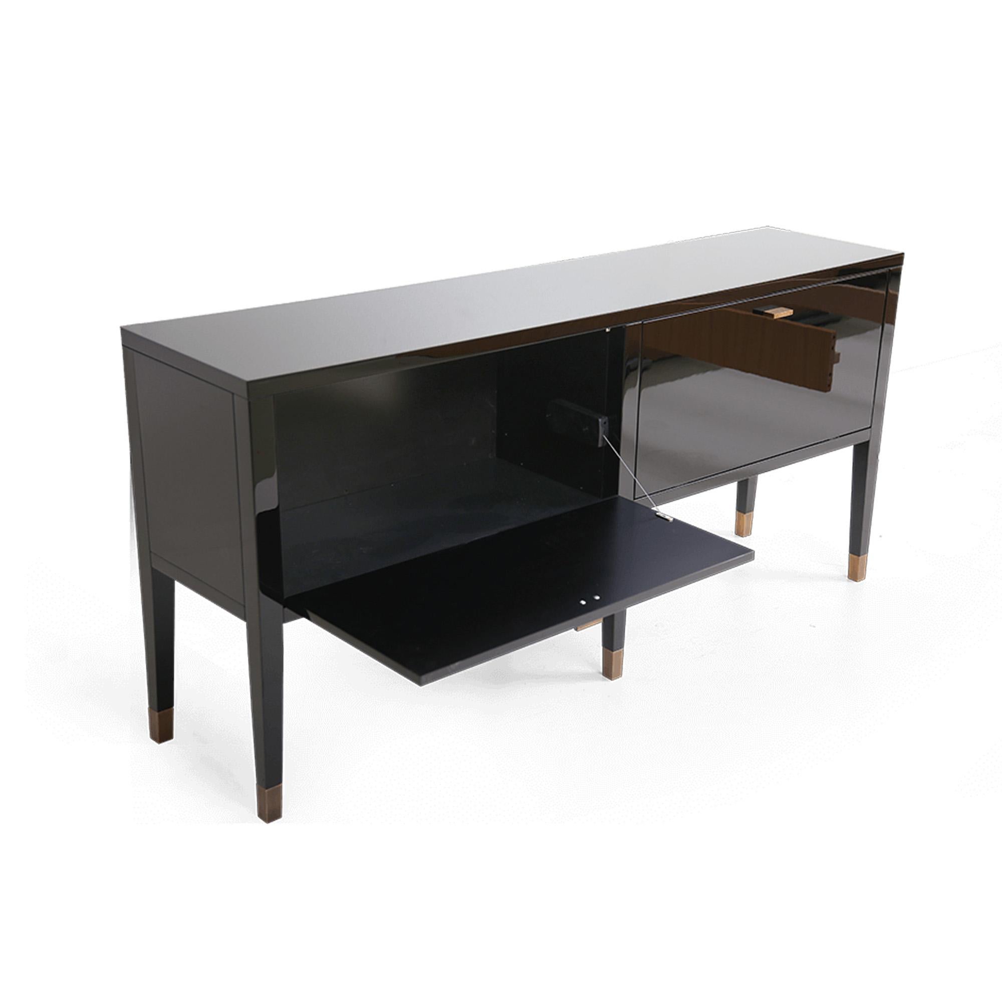 Hand-Crafted Modern Contemporary Black Console Sideboard For Sale
