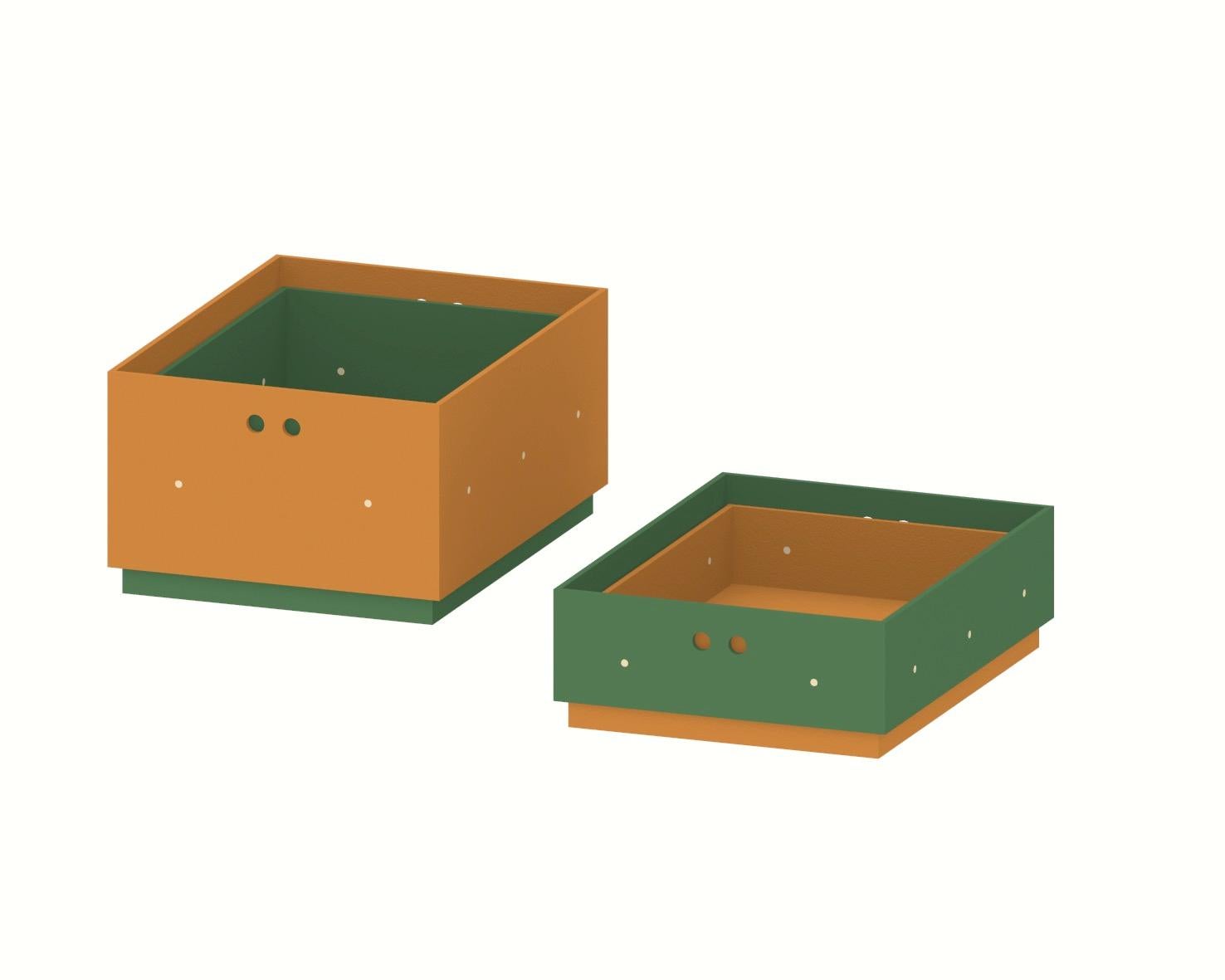 Beech Modern Contemporary Boxes in Orange and Green Mdf by Marc Morro For Sale