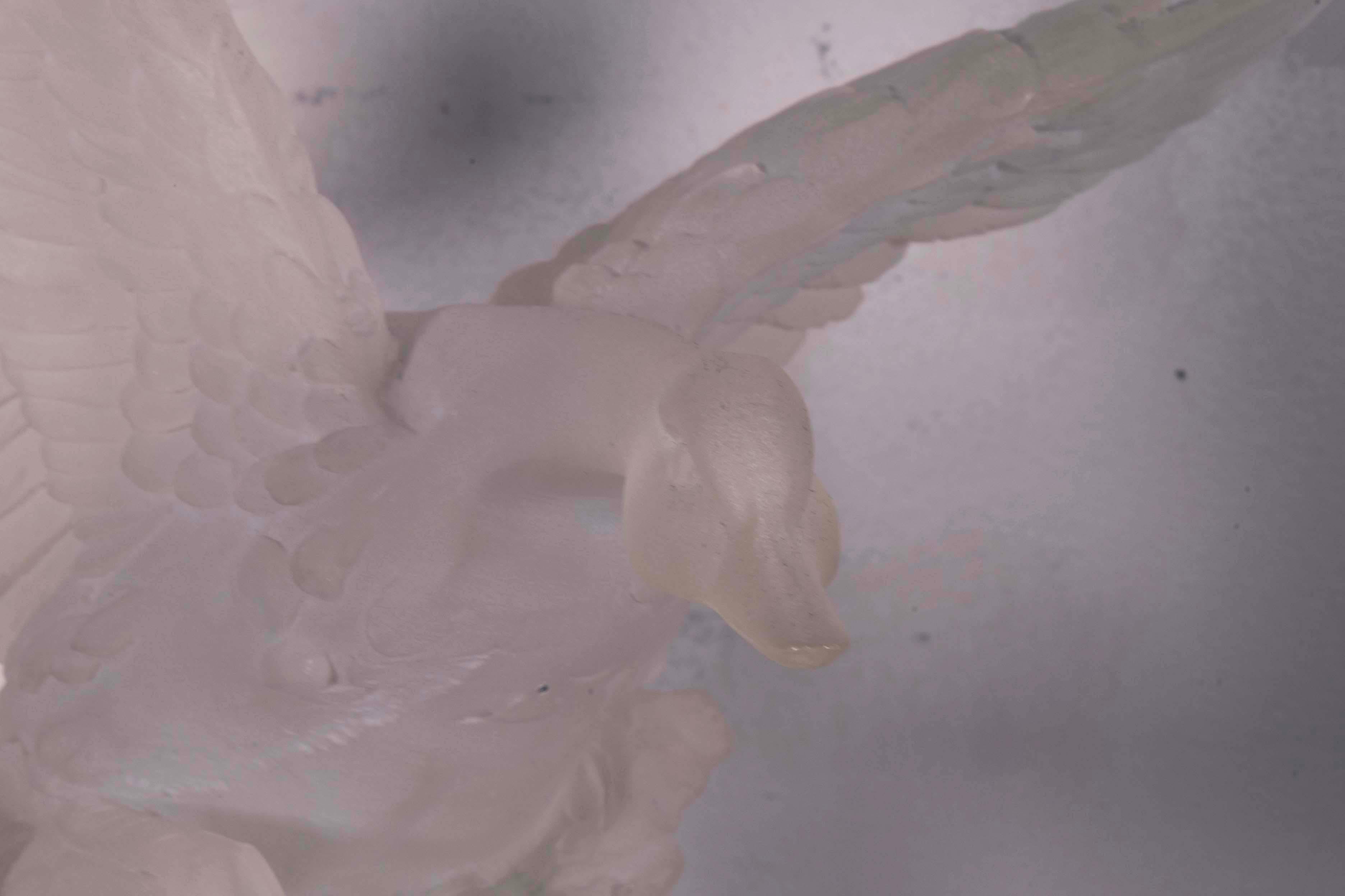 Modern Contemporary Carved Acrylic Geese in Flight Table Sculpture on Base For Sale 4