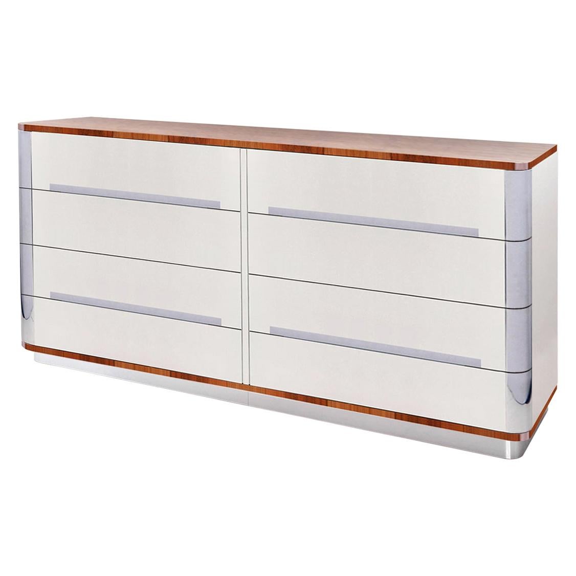Modern Contemporary Customised Dresser with 8 Drawers, High-Gloss Lacquered Wood