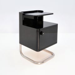 Modern Contemporary Customizable Nightstand, Handcrafted Wood, Tubular Steel