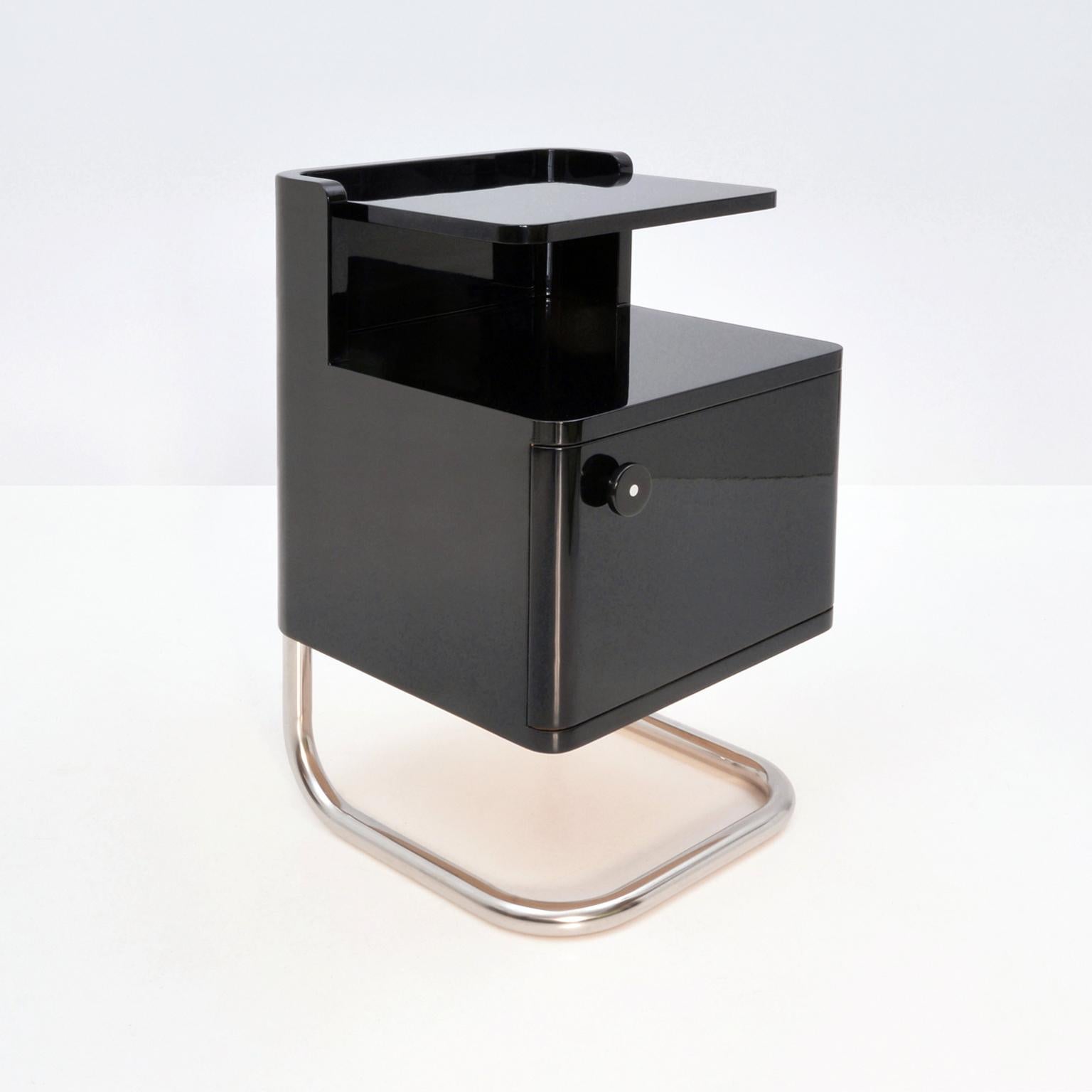 Plated Modern Contemporary Customizable Bedside Cabinets, High Gloss Lacquered Wood For Sale