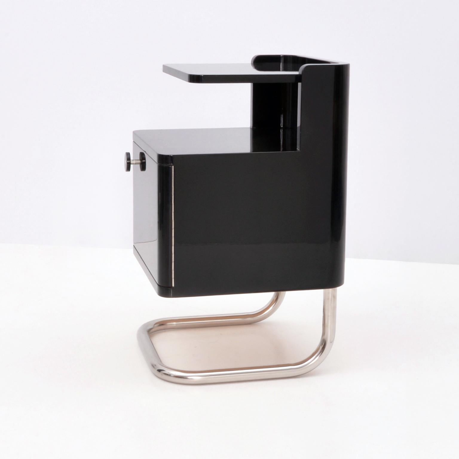 Plated Modern Contemporary Customizable Bedside Cabinets, High Gloss Lacquered Wood For Sale