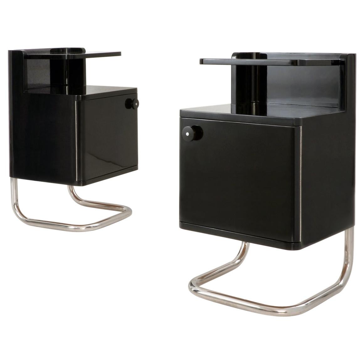 Modern Contemporary Customizable Bedside Cabinets, High Gloss Lacquered Wood