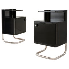 Modern Contemporary Customizable Bedside Cabinets, High Gloss Lacquered Wood