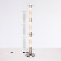 Modern Contemporary Customizable Sculptural Floor Lamp with Opal Glass Cylinders